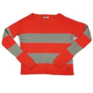 Garage Rugby Stripe Long Sleeve Sweater, Orange & Tan, Lg , Good Used Condition